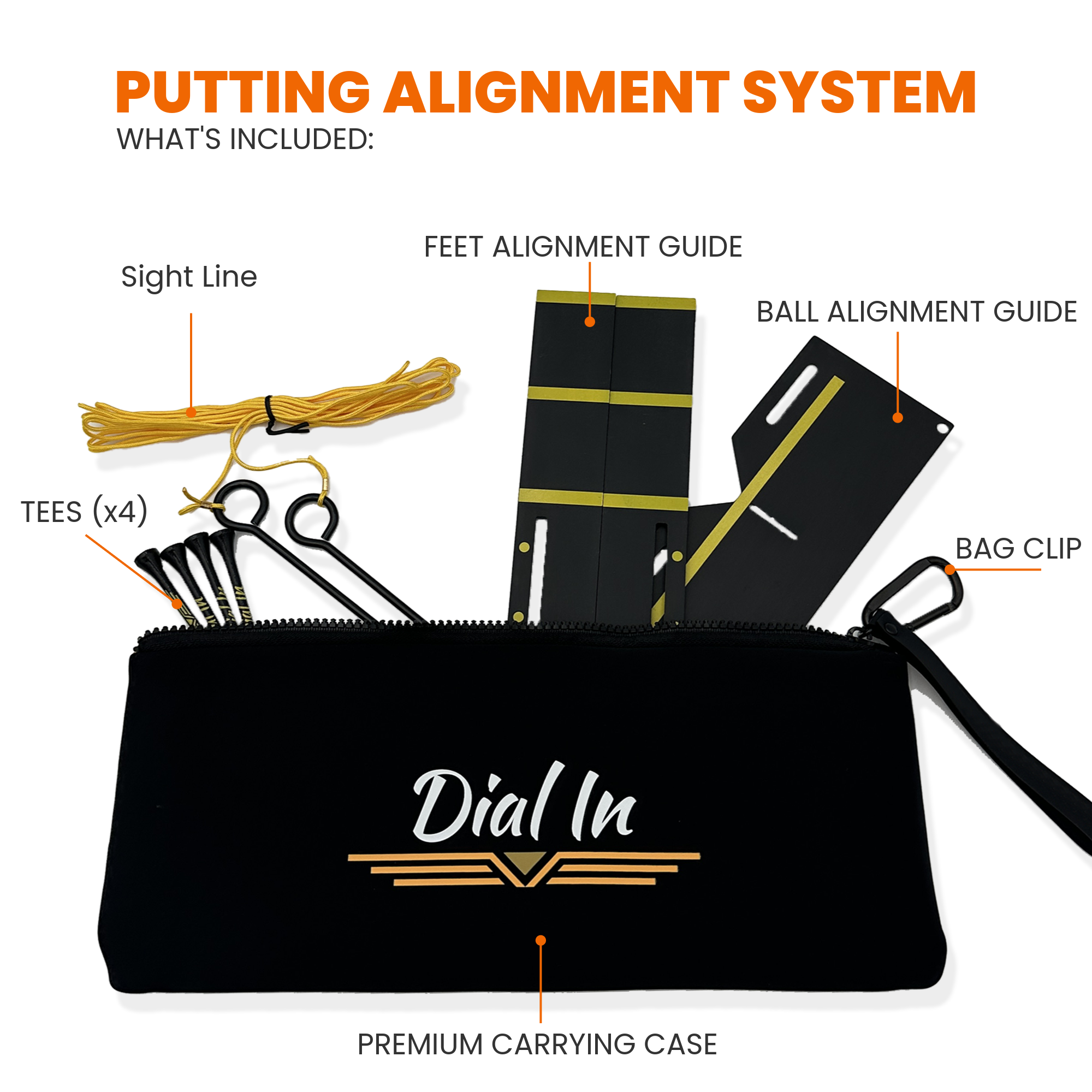 Dial In golf putting aid with alignment and mirror system