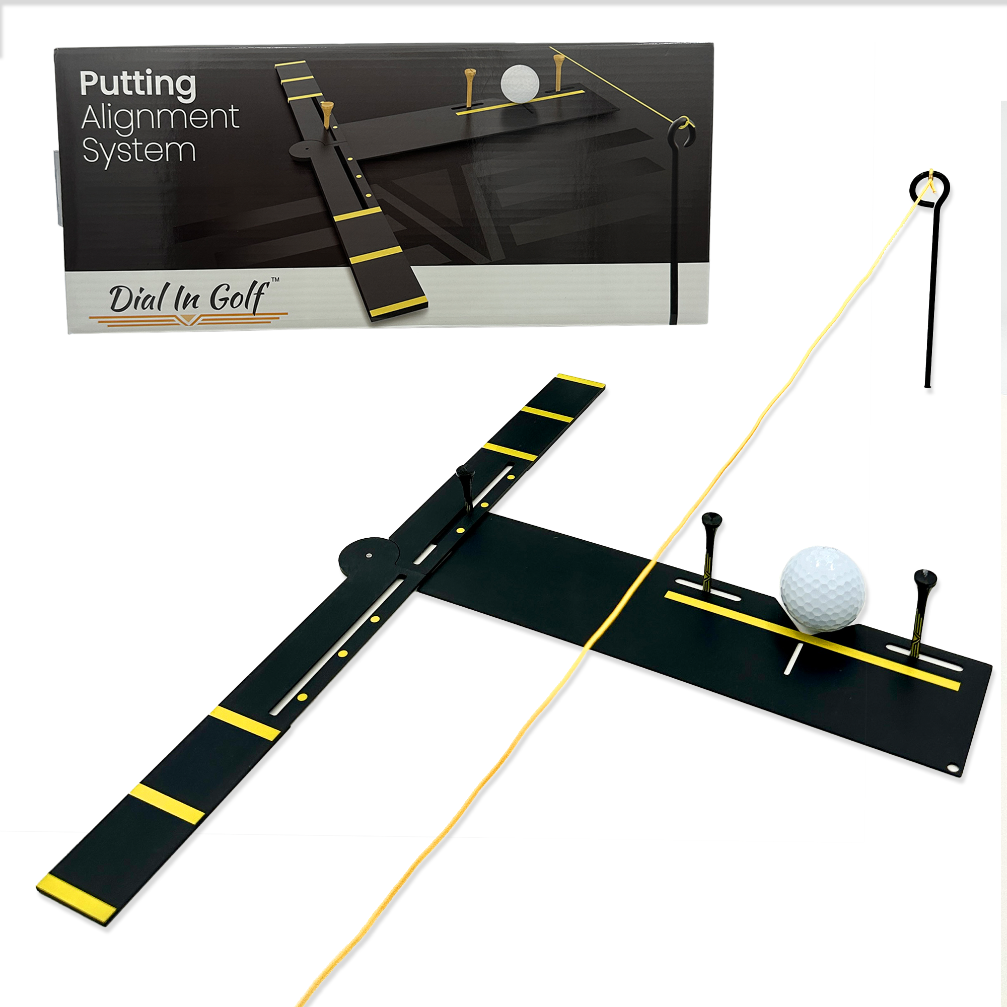 Dial In golf putting aid with alignment and mirror system